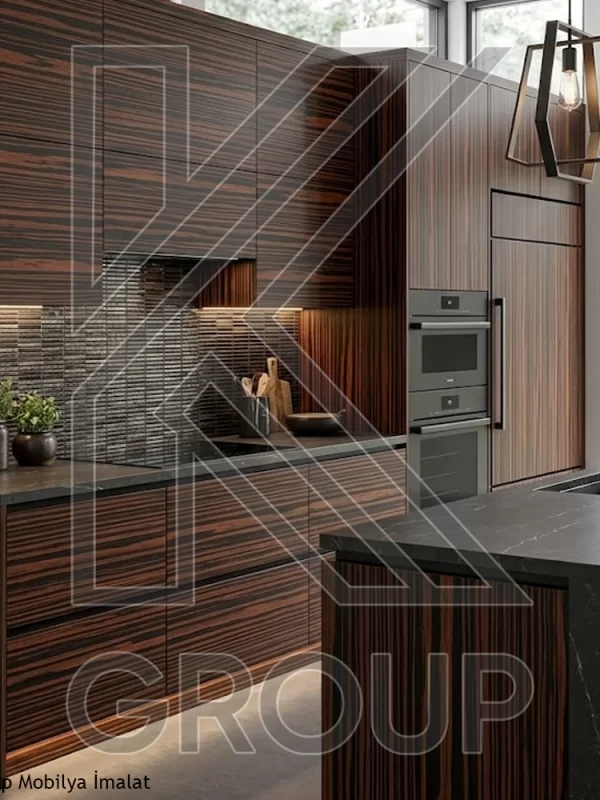 Abanoz Kaplama Mutfak Dolabı | Ahşap Kaplama Kapak 2