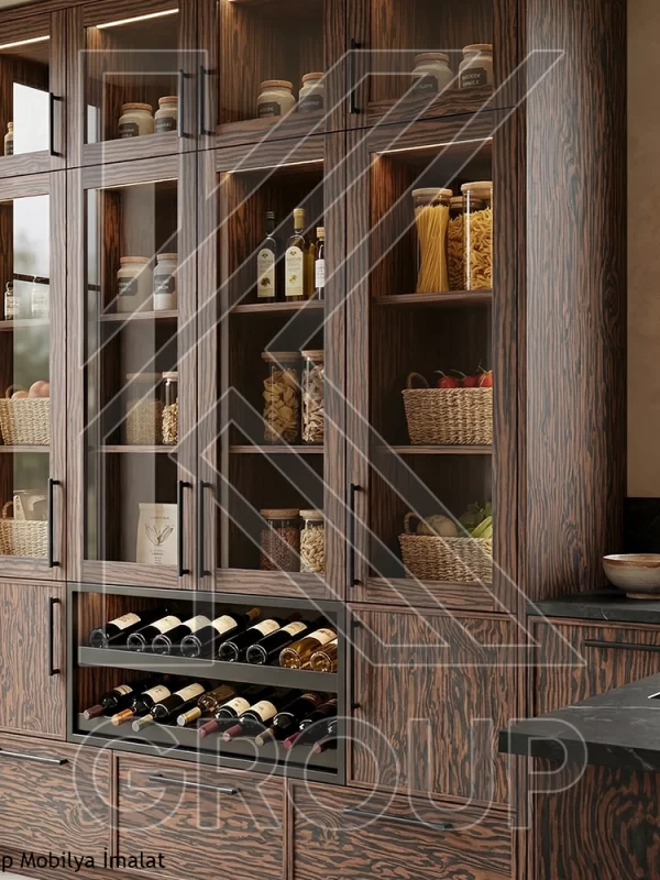 Kiler Mutfak Dolabı | Abanoz Ahşap Kaplama